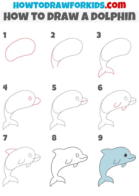 How to Draw a Dolphin - Easy Drawing Tutorial For Kids