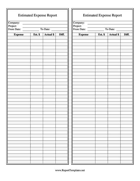 Printable Expense Report Template