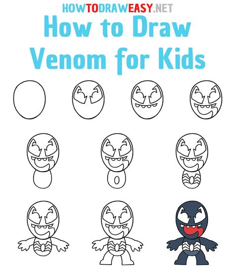 How to Draw Venom Step by Step | How to draw venom, Easy disney drawings, Art drawings for kids