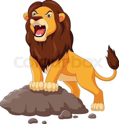 Cartoon lion roaring isolated on white background | Stock vector ...