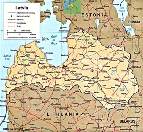 Latvia Physical Map - MapSof.net