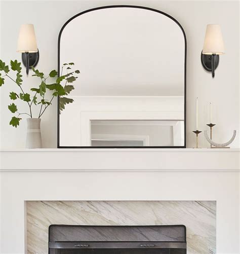 Polished Nickel Arched Mantel Metal Framed Mirror in 2020 | Fireplace mirror, Fireplace mantle ...