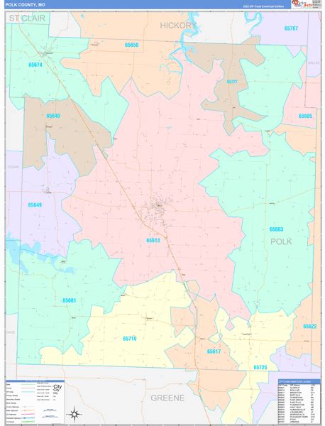 Polk County, MO Wall Map Color Cast Style by MarketMAPS - MapSales