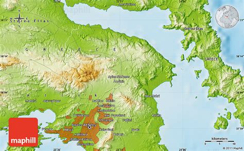 Physical Map of Athens