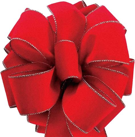 Amazon.com: Velvet Christmas Ribbon Red Wired 50 Yards / 2.5 (2 1/2) Inch Wide with Gold Trim ...