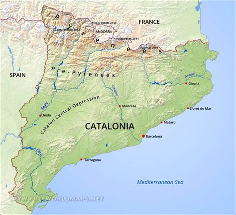 Catalonia Physical Map