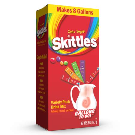 Skittles Sugar Free Variety Pack Drink Mix, 0.67 oz, 8 Count Gallon Packets - Walmart.com in ...