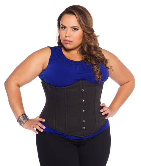 Dita Black Cotton Plus Size Underbust Steel Boned Corset - Glamorous