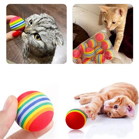 5/10 Pcs Colorful Pet Foam Balls Sponge Ball Cat Toy Soft Foam Rainbow Play Balls Training ...