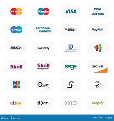 Payment Method Logos on a White Background Editorial Stock Image - Illustration of logos ...