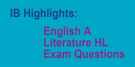 Saint George's School : IB Highlights: English Lit Questions