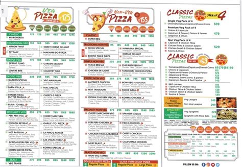 La Pino'z Pizza Menu, Menu for La Pino'z Pizza, Mahatma Gandhi Road ...