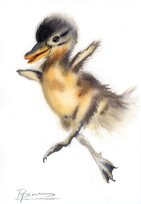 Duckling Watercolor Original Painting Farm bird art Flying | Etsy | Bird art, Minimalist animal ...