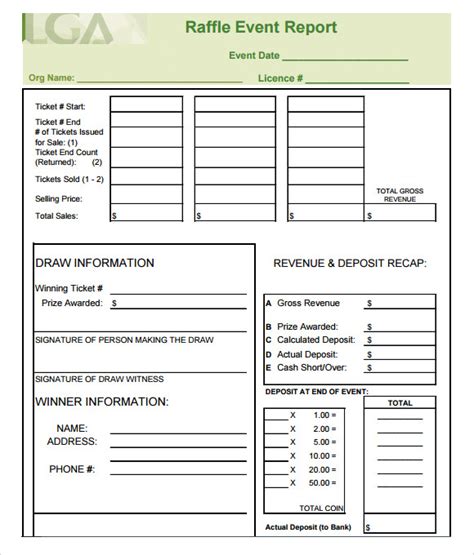 Printable Raffle Sheets Templates