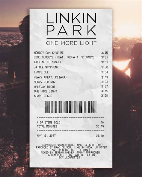 One More Light Album Receipt : r/LinkinPark