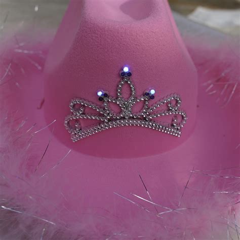 pink cowgirl hat with faux fur rim and tiara – Cowgirl Clutch