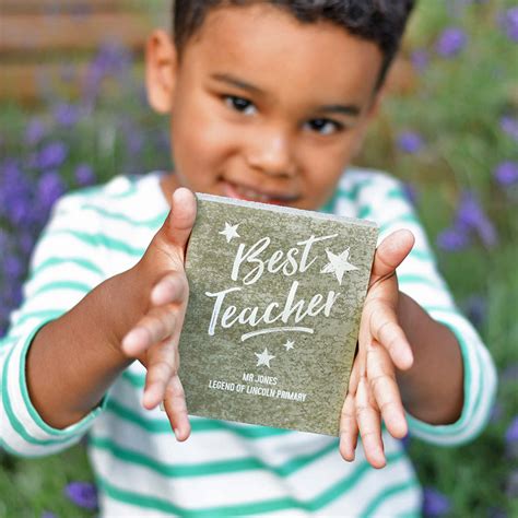 Personalised Best Teacher Gift Keepsake On Concrete By Delightful Living