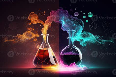 Science background illustration, scientific design. Flasks, glass and ...