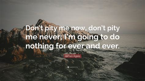 James Agate Quote: “Don’t pity me now, don’t pity me never; I’m going ...