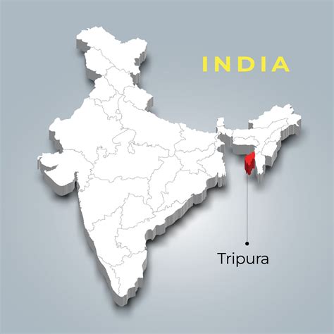 Tripura state map location in Indian 3d isometric map. Tripura map vector illustration 36124889 ...