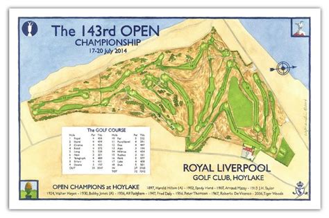 Signed 2014 Open Championship Course Map of Royal Liverpool Golf Club (Hoylake) | Open ...