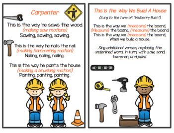 Construction Songs and Finger Play by Preschool Printable | TPT