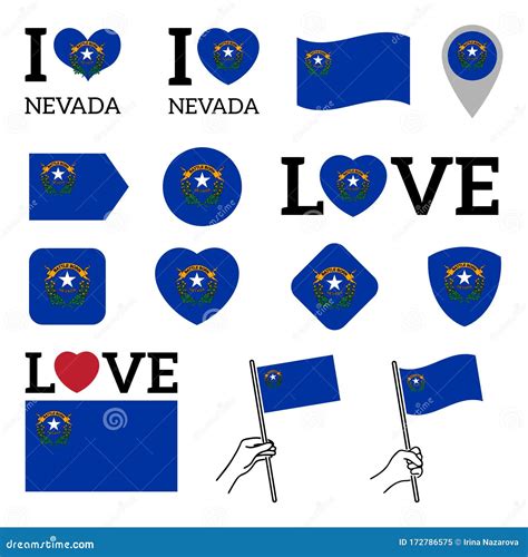 Flag of Nevada. Set of Vector Flags Stock Vector - Illustration of emblem, business: 172786575