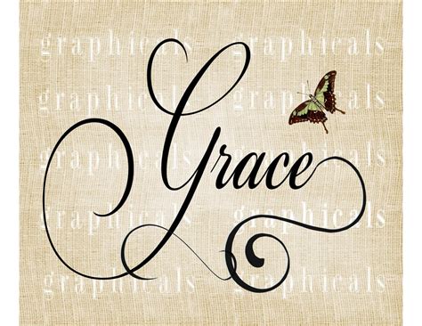 Calligraphy Grace Butterfly Instant graphic Digital download