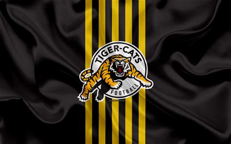 Download wallpapers Hamilton Tiger-Cats, 4k, logo, silk texture, Canadian football team, CFL ...