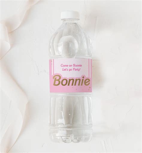 Barbie Party Pink Gold | Printable Water Bottle Favour Labels Template ...