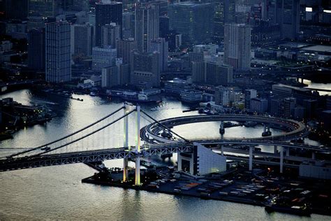 Tokyo Rainbow Bridge Aerial View Photograph by Vladimir Zakharov - Fine Art America