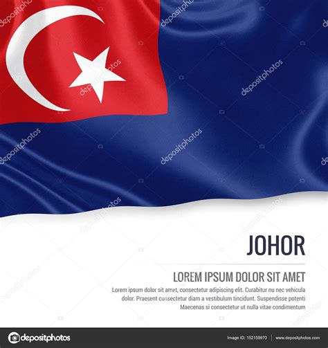 Johor flag. Flag of Malaysian state Johor waving on an isolated white ...