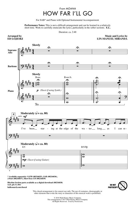 How Far I'll Go (from Moana) (arr. Ed Lojeski) by Lin-Manuel Miranda Sheet Music for SAB Choir ...