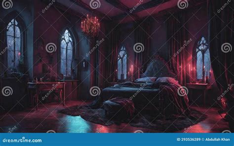 A Gothic-inspired Bedroom with Neon Lights Creating an Eerie and ...