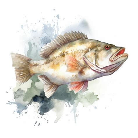 Premium AI Image | Watercolor Style Clipart Of A Barramundi On White Background