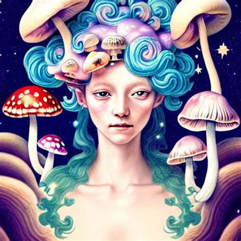 Pastel rococo portrait, mushroom mermaid, detailed e... | OpenArt