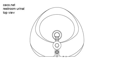 Autocad drawing restroom urinal top view dwg