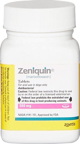 ZENIQUIN (marbofloxacin) Tablets for Dogs & Cats, 100-mg, 30 tablets - Chewy.com