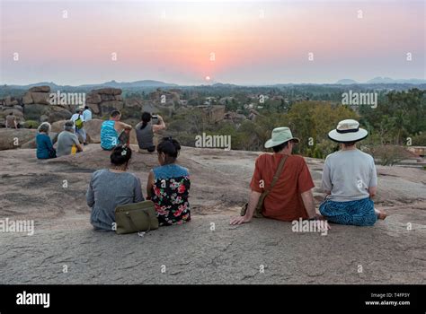 Sunset point at Hemakuta hill, Hampi, India Stock Photo - Alamy