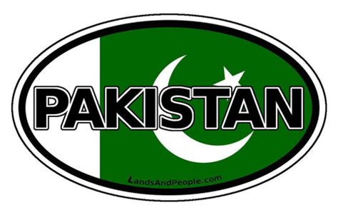 Pakistan Vinyl Stickers Oval. Flag, Black & White, Urdu – Lands & People