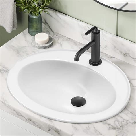 KRAUS Elavo 22 in. Oval Porcelain Ceramic Drop-In Top Mount Bathroom ...