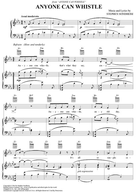 Anyone Can Whistle" Sheet Music for Piano/Vocal/Chords - Sheet Music Now