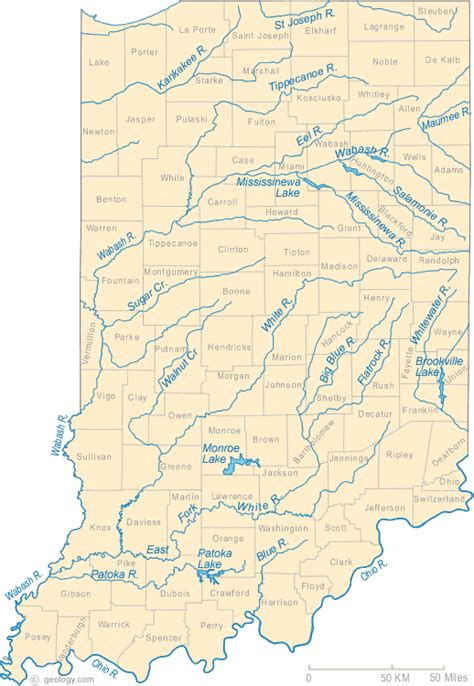 Waldorf ~ 4th grade ~ Local Geography ~ Indiana rivers & counties ~ map Kayak Camping, Canoe And ...