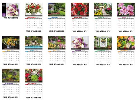 Flowers & Gardens Calendar | ValueCalendars.com