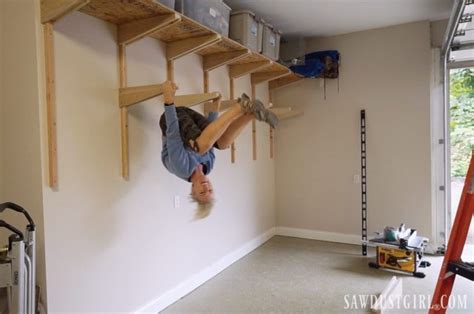 Building Garage Shelves - Cantilevered Shelf Brackets - Sawdust Girl®