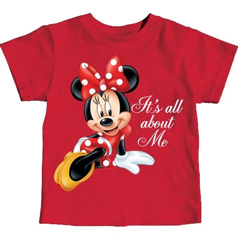 Minnie Mouse Toddlers Girls T-Shirt Red It's All About Me Glitter Print Tee Top - Walmart.com