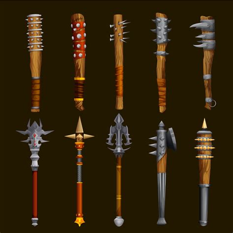 Fantasy medieval club, mace weapon game asset 15600123 Vector Art at ...