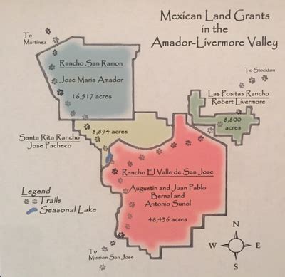 These were the Ranchos. The BIGGEST rancho was the Bernals. It is the big pink one on this map ...