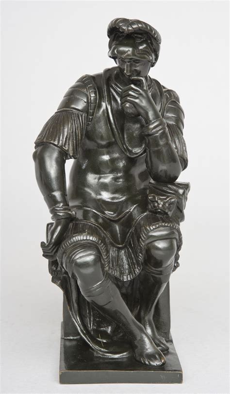 Italian Grand Tour patinated bronze figure of Lorenzo de’ Medici, after Michaelangelo’s ...