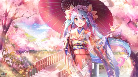 Spring girls trees manga sky objects nature flowers widescreen wallpaper | 1920x1080 | 1177957 ...